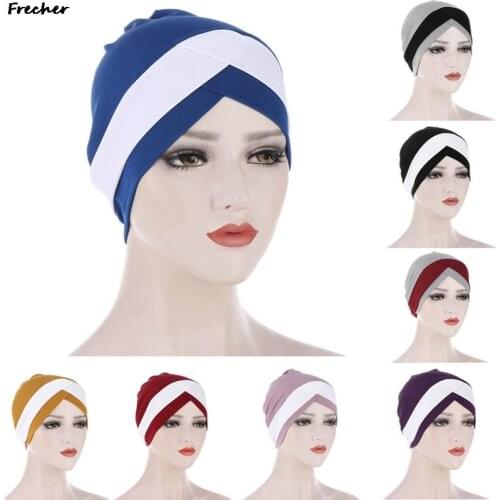 Muslim Cross Scarf Inner Hijab Cap Islamic Head Wear Hat Headband Turban Head Scarf Headwrap Women Muslim Hijab hairband
