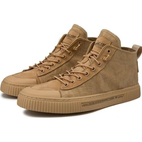 2019 New Hot Men Shoes Fashion Men Boots Autumn Spring Leather Footwear for Man New High Top Canvas Casual Shoes Men N2-64