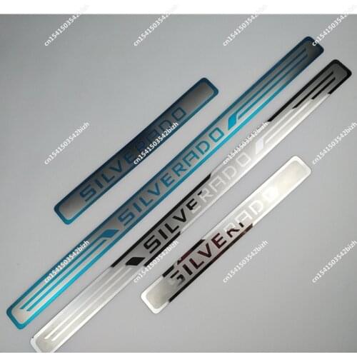 For Chevrolet Silverado 1500 2500 3500 2016-2021 Door Sill Scuff Plate Guard Stainless Steel Kick Pedal Stickers Car Accessories