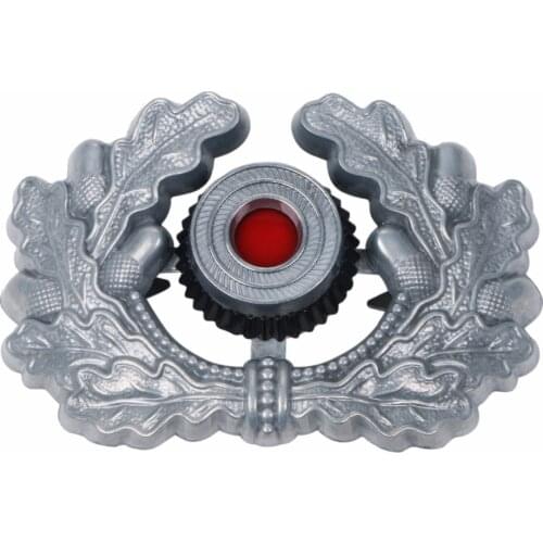 WW2 GERMAN VISOR CAP BADGE SILVER ARMY PANZER UNIFORM WREATH COCKADE