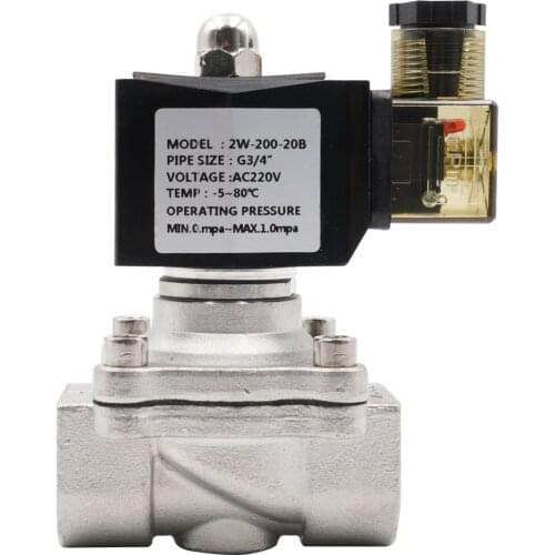 G3/8" to G2",Normally Closed Solenoid Valve,304 Stainless Steel Water Oil Valves,Moisture Proof,AC 110V 220V 380V 24V,DC 12V 24V