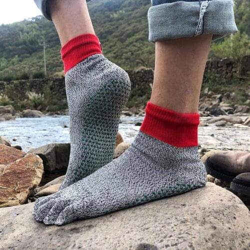 Level 5 HPPE Anti-Cut Anti-Puncture Outdoor Hiking 5-Toe Protection Crew Socks Men Socks Sports For Five 5 Finger Toe Shoes