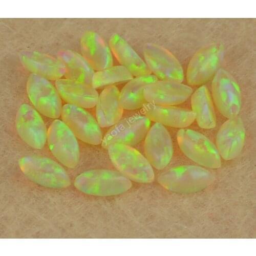 Opal factory flat buttom cabochon Opal 2*4mm-6*12mm synthetic Marquise OP04 lemon yellow fire opal stone