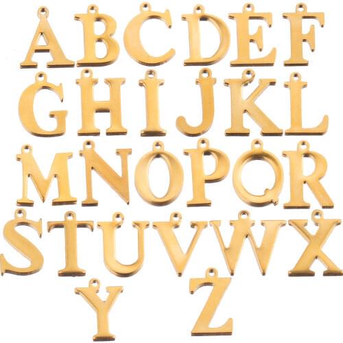 10pcs Lot Gold Stainless Steel A-Z 26 Letter Pendant Charm Bracelets Necklace DIY Earring for Jewelry Making Wholesale Alphabet