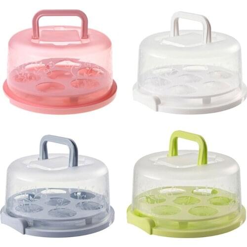 Portable Plastic Round Cupcake Container Dessert Cake Storage Box Handheld Carrier Wedding Kitchen Supplies