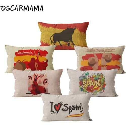 I Love Spain Spanish Culture Fundas De Almuadas Cojines Sofá Rectangle 30x50 Seat Cushion Cover Throw Pillow Case Home Decor