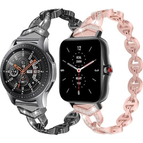 Watch band For Samsung Galaxy Watch 42mm Wrist band For Amazfit Gts 2 2e Gts 2 mini Bracelet Metal Stainless with diamond Strap