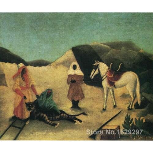Modern landscape painting The Tiger Hunt Henri Rousseau High quality Hand painted