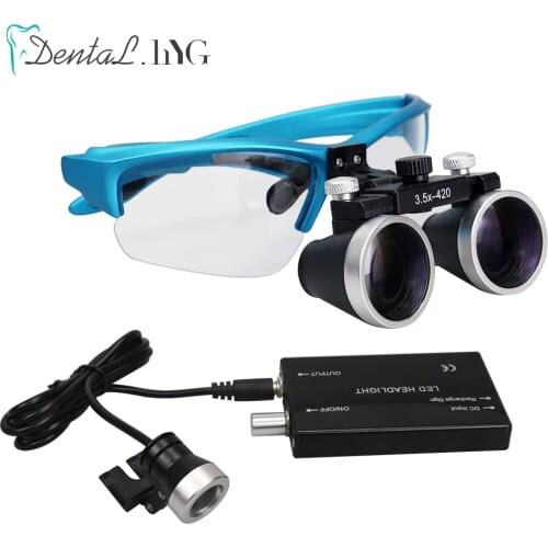 2.5X/3.5X 420 mm Dental Loupe Magnifier Binocular Magnifier Surgery Surgical Operation Loupe with 5W Spotlight Head Light