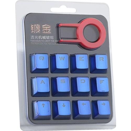 Universal 12 Key PBT Keycaps for Keyboard Double Shot Backlit Metallic Metallic Electroplated backlit MX Keyboard Injection