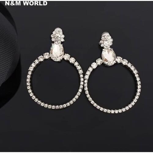 Jewelry New Style Size Ear Clip Gradient Crystal Earring Flower Crystal Ear Ring For Womens Party Festival Wedding Gift