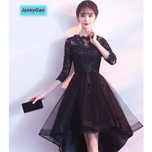 Women Prom Dresses 2021 New Arrival Black Formal Gown Short Front Long Back Elegant Dresses for Women