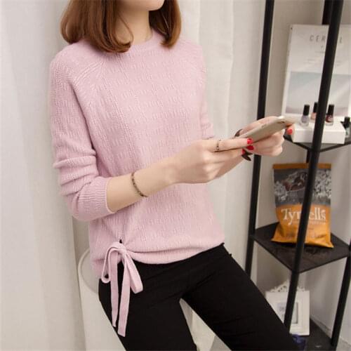 Woman Sweaters Pullover Bowknot Pullover Sweater Loose round-Neck Shirt Sweaters Womens Clothing Top Femme Chandails