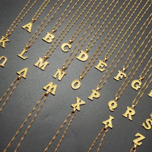 A-Z Initials Letter Name Pendant Necklace For Women Men 26 Alphabet Charm Chain Choker Couple Punk Hip-Hop Party Jewelry Gift