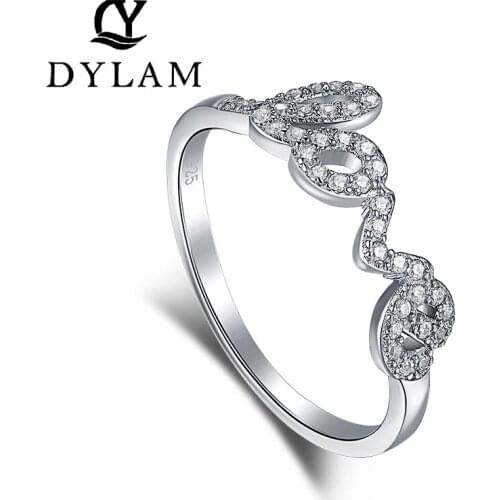 DYLAM Silver 925 Sterling Zircon Simple and stylish diamond Ring For Women Engagement Wedding Gift Wedding Party Anniversary Ri