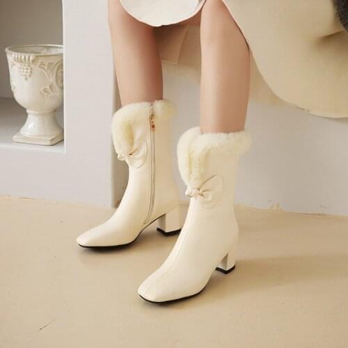 Winter Boots Thick High Heel Square Head Lady Knight Boots Fashion Temperament-669