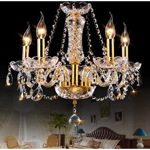 Golden Restaurant Chandelier LED European Crystal Chandelier Living Room Bedroom Corridor Aisle Lighting Simple Modern Lighting