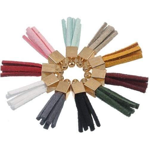 10pcs/lot Leather Velvet Tassels Pendants Fringe Square End Cap 27mm with Hole fit Dangle Earrings DIY Jewelry Making