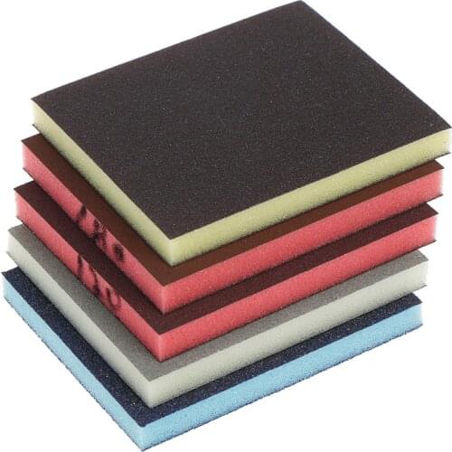 2pcs 120*100*12mm 120-1000grit Polishing Sanding Sponge Block Pad Sandpaper Assorted Abrasive Tool Random Color