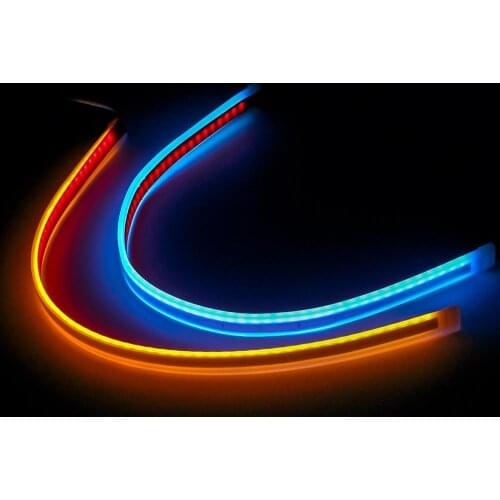 2Pcs Flexible DRL daytim running LED Knight Rider Strip Light For Headlight Sequential Flowing Amber Turn Signal Lights