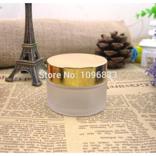 20G Frosted Glass Jar with Gold Cap, 20ML Glass Cosmetic Cream Jar, Glass Packing Bottle, Golden Cap Glass Container, 30pcs/Lot