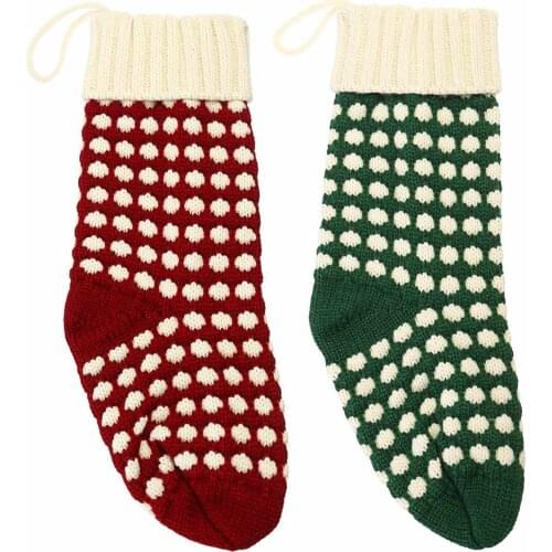 37/46cm Christmas Stocking Knitted Socks Christmas Tree Hanging Decorations Pendant Socks Candy Bag Holder Gift Box Party Favor