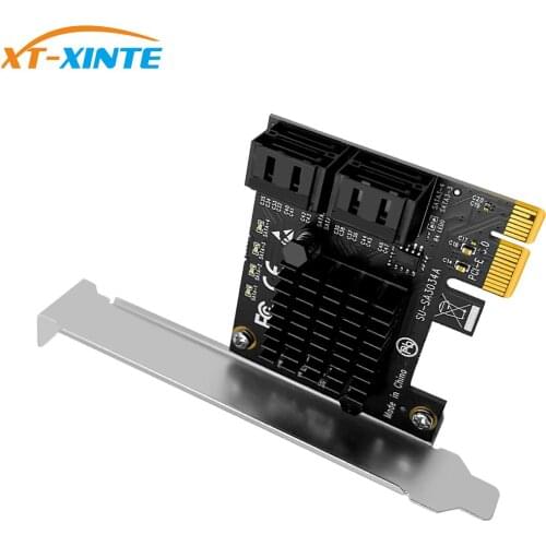 4 Port 6G SATA3.0 PCIe Controller Card PCI-e x1 to SATA III Adapter Converter PCI Express Expansion Card w/ Marvell9215 Chip