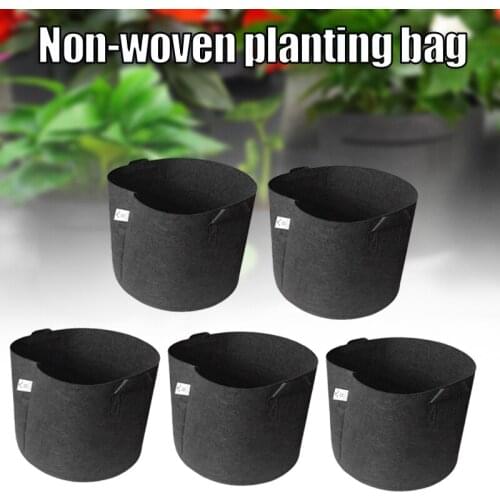 5-Pack Heavy Duty Thickened Nonwoven Fabric Pots Grow Bags with Handles Gardening Tool can CSV