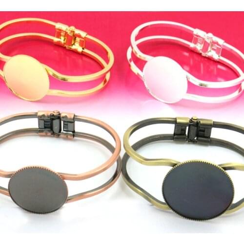 Antique Bronze 25mm Cuff Bracelet Settings Blank Base Trays Bezel for 25mm Cabochon Cameo DIY Fashion Vintage Bracelet