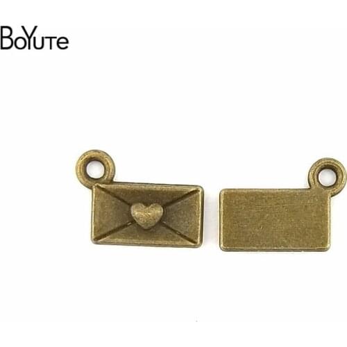 BoYuTe (100 Pieces/Lot) 10*6MM Antique Bronze Plated Zinc Alloy Love Letter Charms for Jewelry Making Findings Diy Handmade
