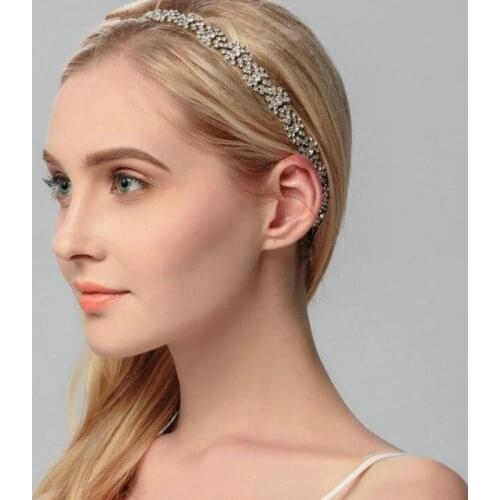 Brillant Crystal Rhinestone Chain Wedding Bridal Headband Elastic Hair Band Hair Accessories