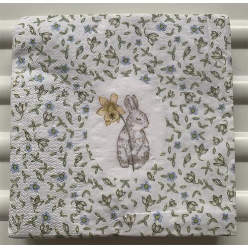 Decoupage paper napkins cute tissue vintage towel cartoon animal rabbit bunny kid birthday wedding party home beautiful decor 20