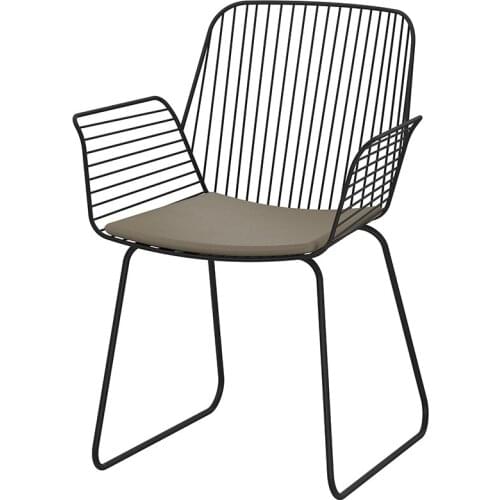 Home Furniture Modern Style Leather Sitting With Armrest Iron Frame Dining Chair