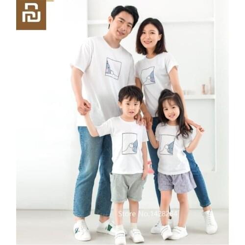 Youpin Cotton printed parent-child T-shirt High quality cotton soft printing Comfortable summer Short sleeve For men woman child