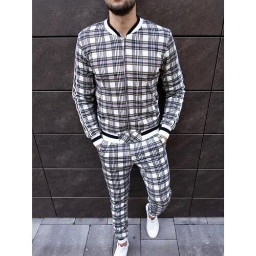 New Brand Mens Clothing Mens Sets Fashion Sporting Suit Patchwork Zipper Sweatshirt +Sweatpants 2 Pieces Sets Slim Tracksuit