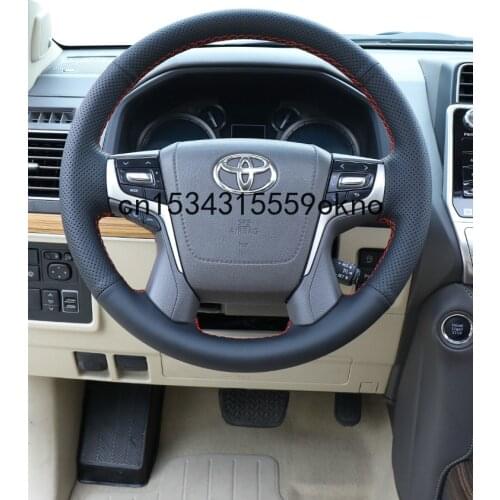 For Toyota Prado 2010-20 Top Leather DIY Hand Sewn Steering Wheel Cover Interior Modification