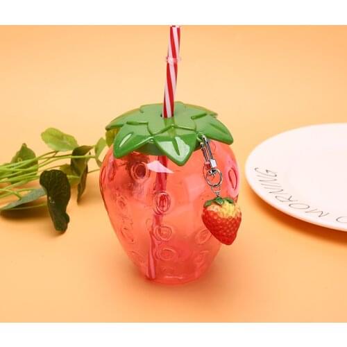 Summer Cartoon Kawaii Strawberry Straw Cup Plastic Cup Lovely Girl Milk Tea Cup