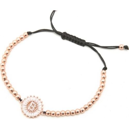 Micro pave Copper White cz Cubic Zirconia rope adjusted Beads Bracelet hj43 Alphabet Initial Charm Braided Bangles Letters dgh3