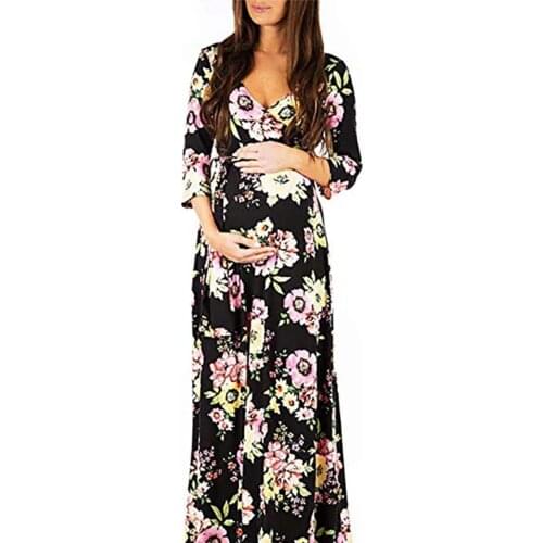 Fashion Maternity Dresses For Women V-Neck 3/4 Sleeve Dresses Adjustable Belt Pregnant Dress Maternity Clothes vestidos mujer