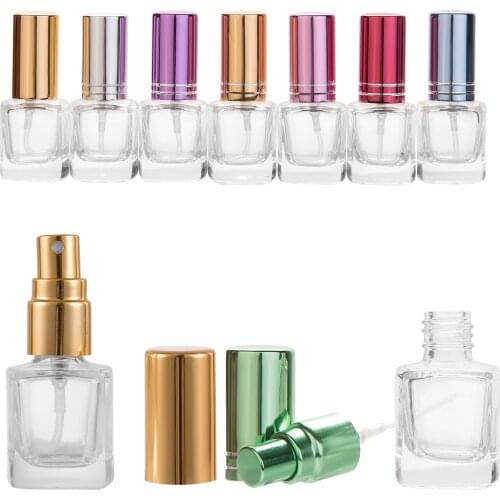 MUB - 8ml Mini Spray Glass Perfume Bottles Travel Perfume Atomizer Refillable Scent Pump Square Bottle Empty Cosmetic Container