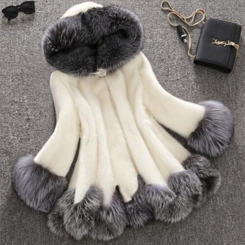 New 2020 Fashion Autumn Winter Women Faux Fur Hooded Coat Thick Warm Fur Jacket Elegant Ladies White Cloak