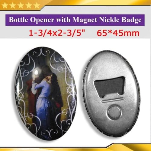 50 Sets Oval 45x65mm Bottle Opener with Magnet Nickle Badge Button Supply Materials for NEW Professional Badge Button Maker