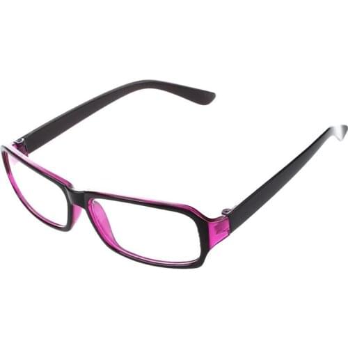 Plastic Full Rim Frame Clear Lens Glasses Spectacles Black Purple for Women Man