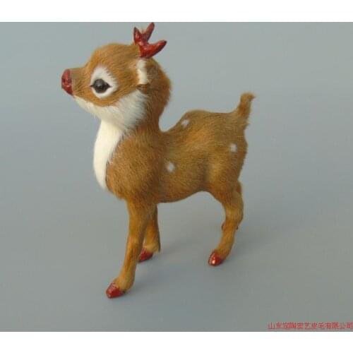 Lovely simulation deer toy plastic&fur deer baby doll gift about 11x14cm a45