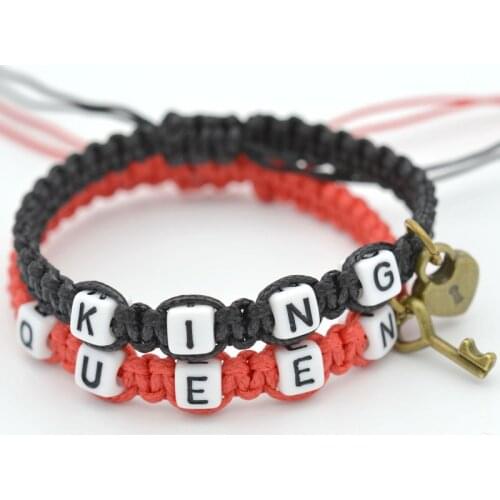 King Queen Diy Adjustable Charms Lovers Bracelets & Bangles for Women Handmade Jewelry For Couple Lover Gift