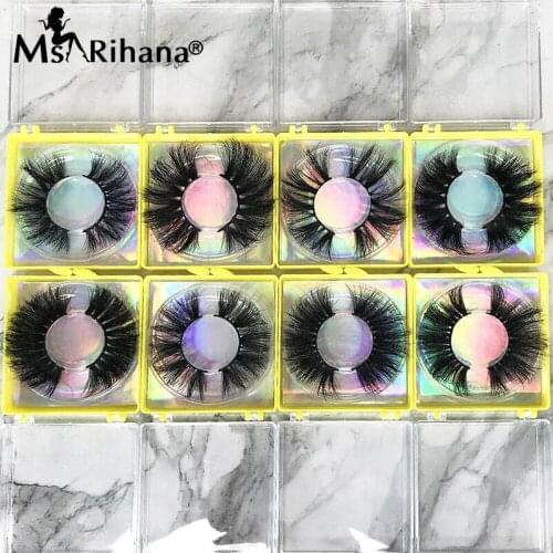 Luxury Reusable 25MM Mink Eyelashes Wholesale Dramatic 5D Mink Eye Lashes In Bulk Beauty False Eyelash Box Packaging Custom Logo