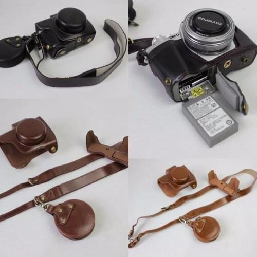 New Luxury PU Leather Camera Case Bag For Olympus EM10 III EM10 IV EM10 Mark III Mark IV Camera Bag opening Battery with Strap