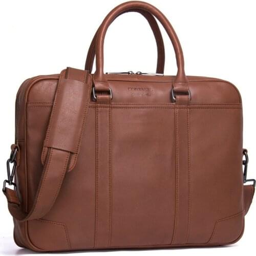 New Fashion Mens Business Briefcase Casual Genuine Leather Shoulder Bag Solid Color Cow Leather Portable Male Crossbody Bag