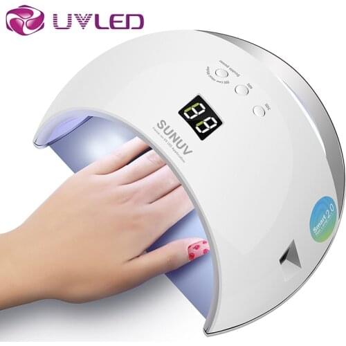 New version SUN6 Smart Lamp Nail LED Nail Dryer Metal Bottom LCD Timer Multicolors for Curing UV Gel Polish Nail Art