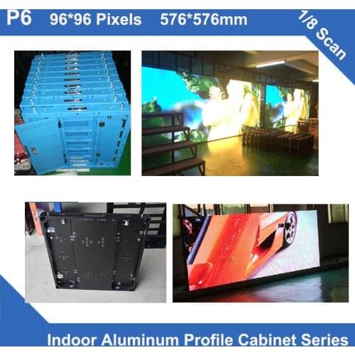 TEEHO P6 indoor full color led display module Aluminum Profile Cabinet 576mm*576mm slim rental or fix 1/8 scan led video display